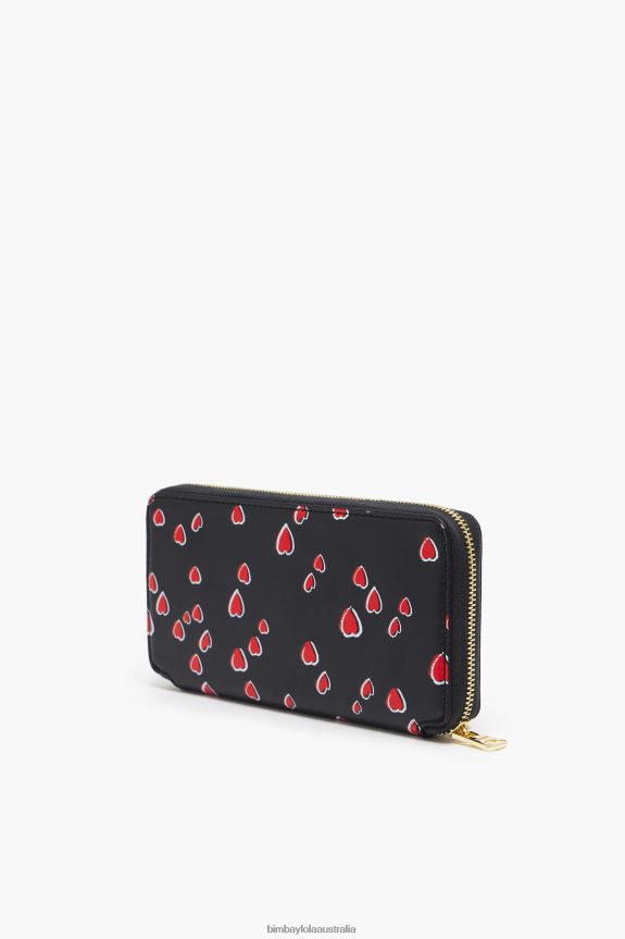 Accessories 4062VZ1066 Black Bimba Y Lola Small Hearts Leather Wallet