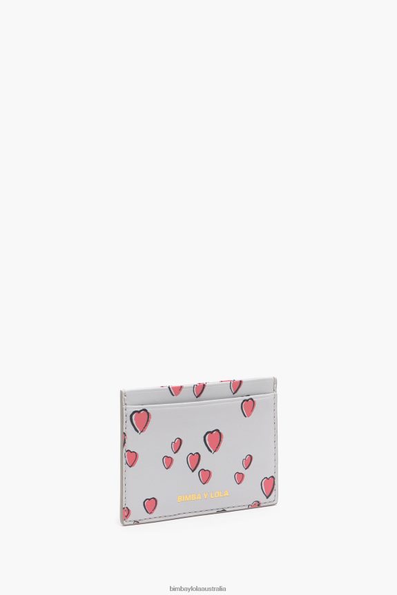 Accessories 4062VZ1005 Gray Bimba Y Lola Leather Small Hearts Card Holder