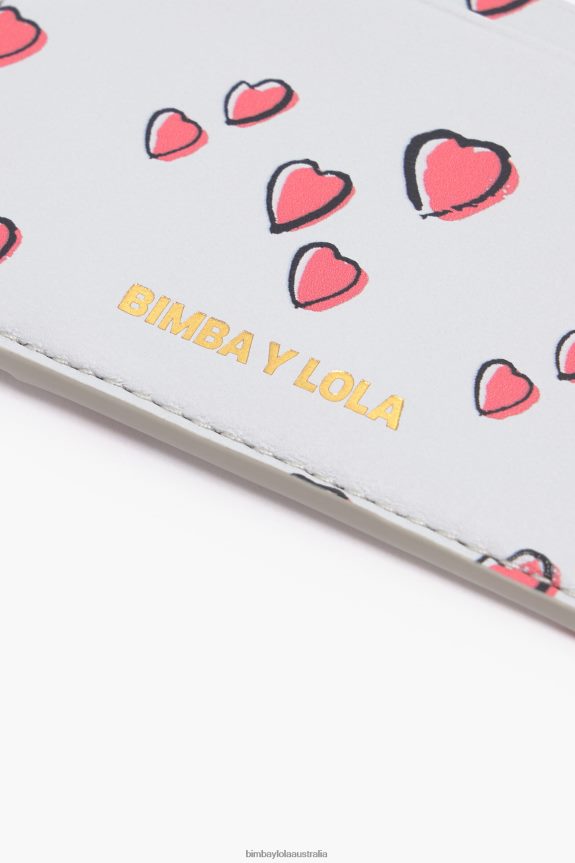 Accessories 4062VZ1005 Gray Bimba Y Lola Leather Small Hearts Card Holder