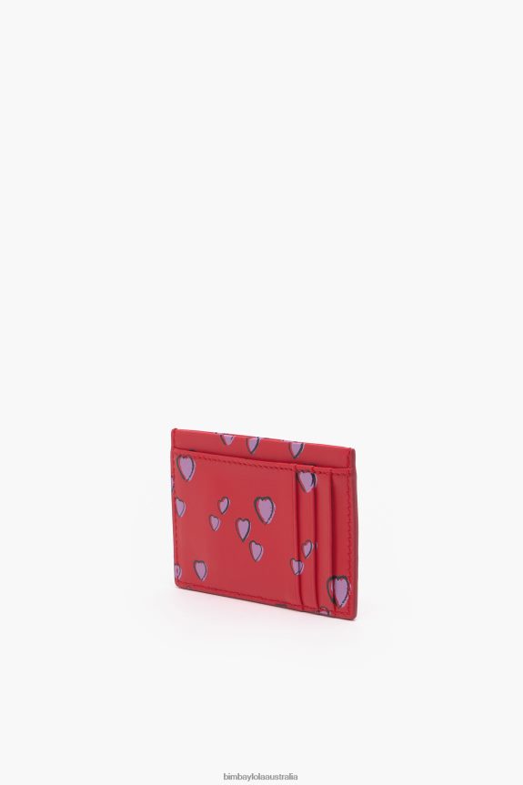 Accessories 4062VZ1006 Red Bimba Y Lola Leather Small Hearts Card Holder