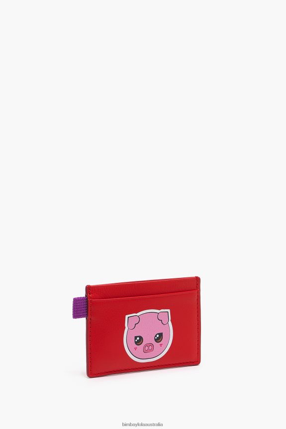 Accessories 4062VZ1125 Red Bimba Y Lola Leather Card Holder