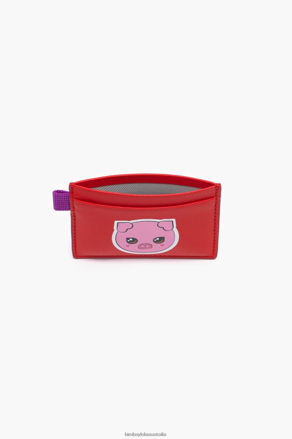 Accessories 4062VZ1125 Red Bimba Y Lola Leather Card Holder