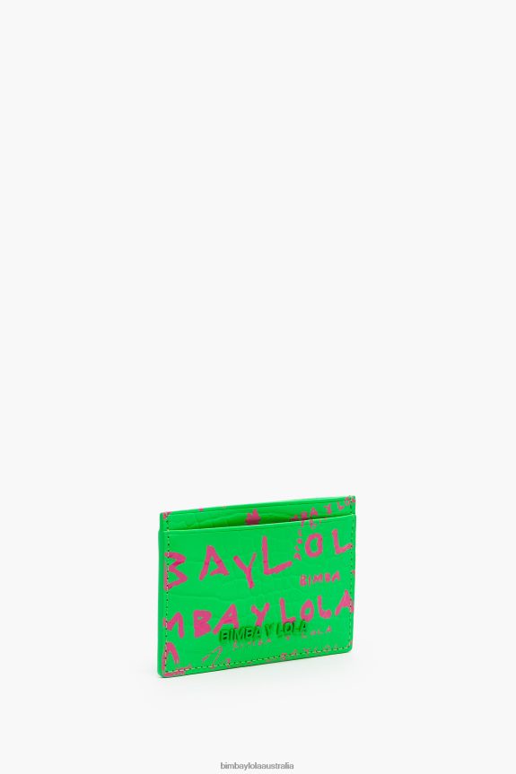 Accessories 4062VZ1129 Green Bimba Y Lola Crocodile Print Card Holder