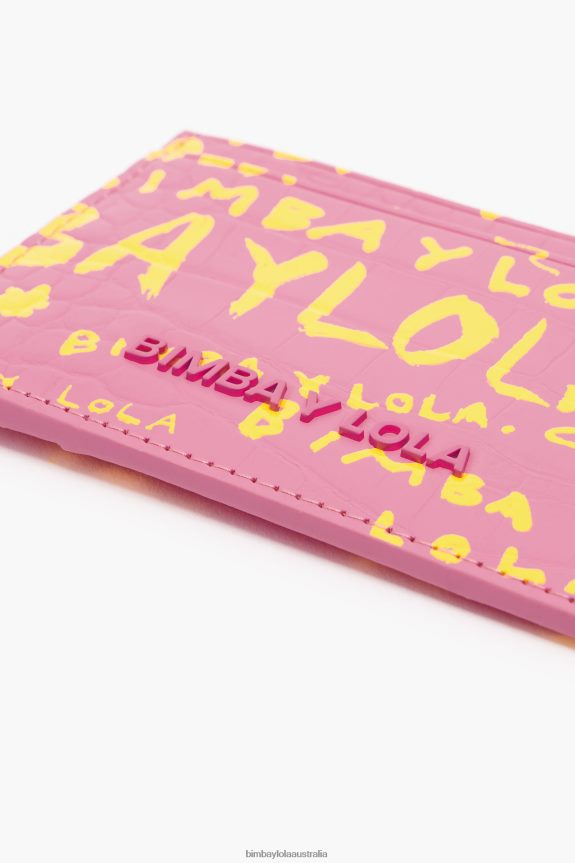 Accessories 4062VZ1130 Pink Bimba Y Lola Crocodile Print Card Holder