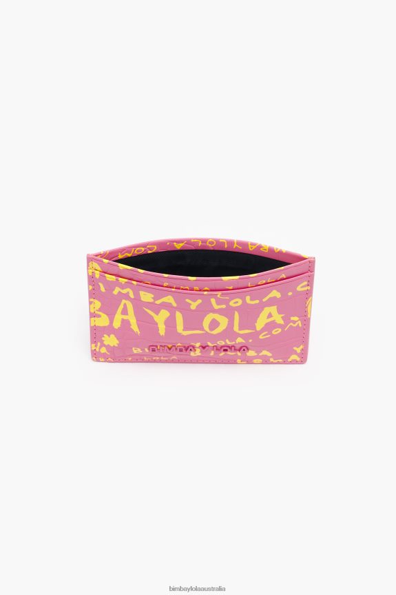 Accessories 4062VZ1130 Pink Bimba Y Lola Crocodile Print Card Holder