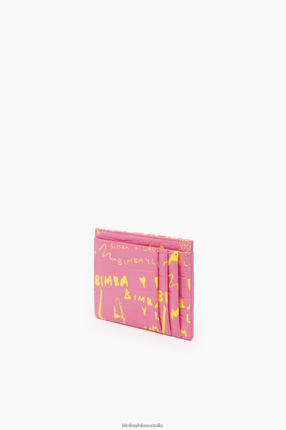Accessories 4062VZ1130 Pink Bimba Y Lola Crocodile Print Card Holder