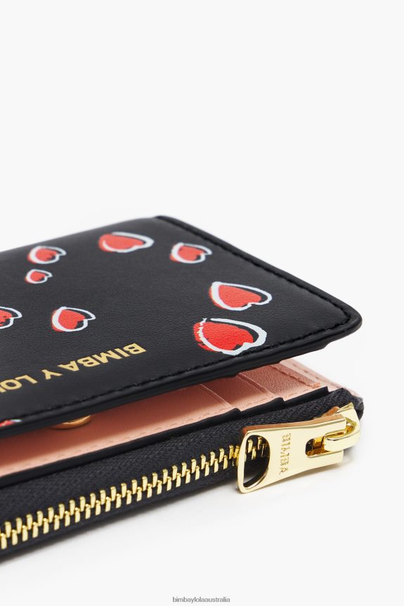 Accessories 4062VZ1002 Black Bimba Y Lola Small Hearts Leather Purse