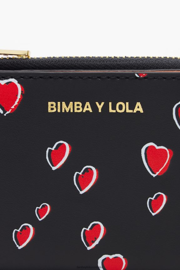Accessories 4062VZ1002 Black Bimba Y Lola Small Hearts Leather Purse