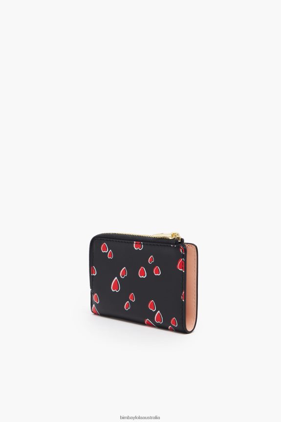 Accessories 4062VZ1002 Black Bimba Y Lola Small Hearts Leather Purse