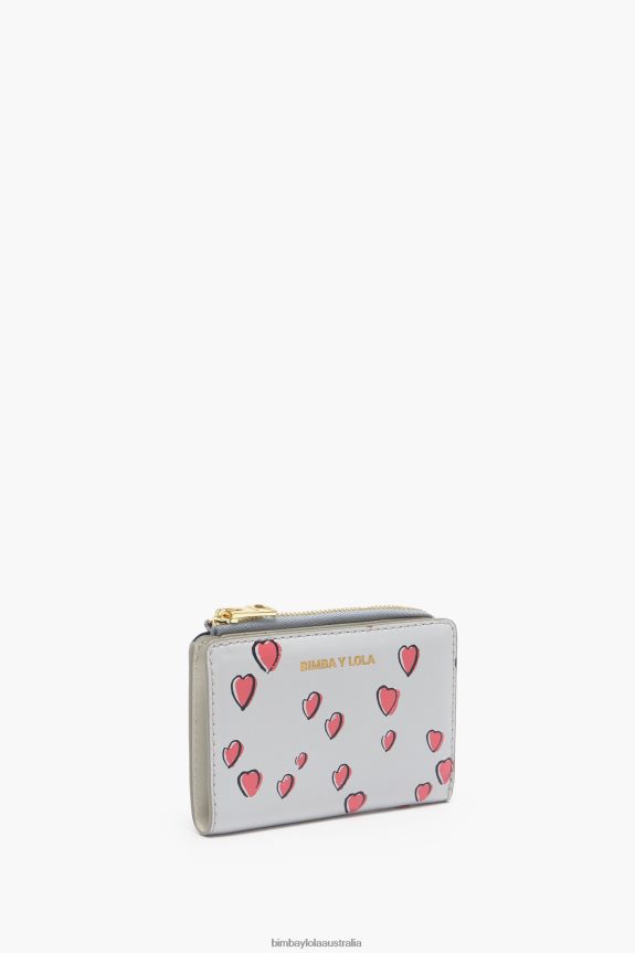 Accessories 4062VZ1003 Gray Bimba Y Lola Leather Small Hearts Purse