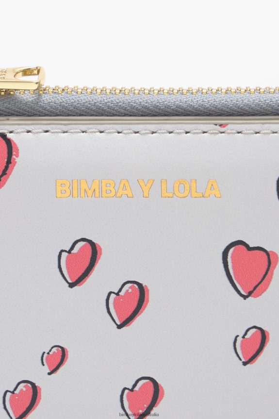 Accessories 4062VZ1003 Gray Bimba Y Lola Leather Small Hearts Purse