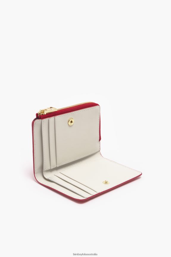 Accessories 4062VZ1004 Red Bimba Y Lola Leather Small Hearts Rectangular Purse