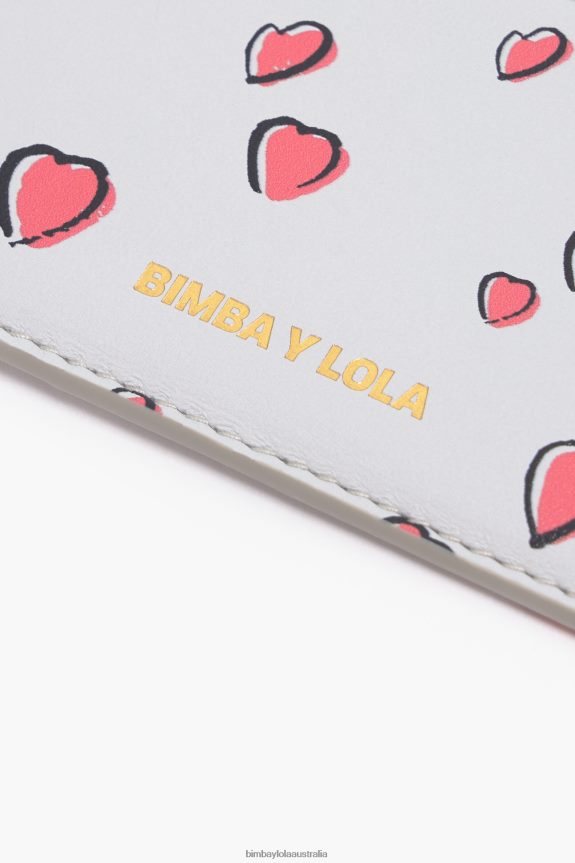 Accessories 4062VZ1008 Grey Bimba Y Lola Leather Rectangular Small Hearts Print Coin Purse