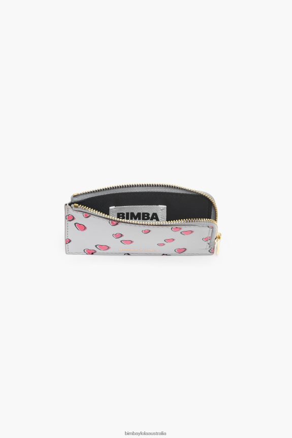 Accessories 4062VZ1008 Grey Bimba Y Lola Leather Rectangular Small Hearts Print Coin Purse