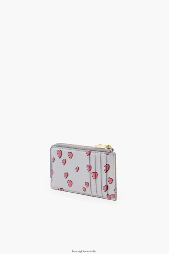 Accessories 4062VZ1008 Grey Bimba Y Lola Leather Rectangular Small Hearts Print Coin Purse