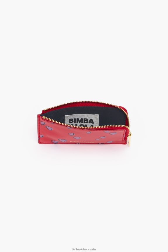 Accessories 4062VZ1009 Red Bimba Y Lola Leather Rectangular Coin Purse With Small Hearts Print