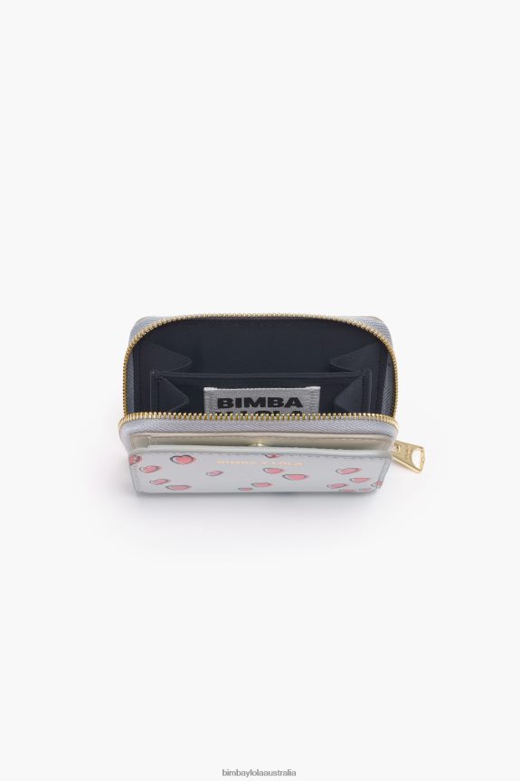 Accessories 4062VZ1010 Gray Bimba Y Lola Leather Small Hearts Purse