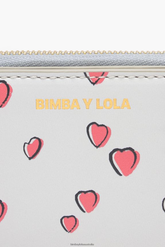 Accessories 4062VZ1010 Gray Bimba Y Lola Leather Small Hearts Purse