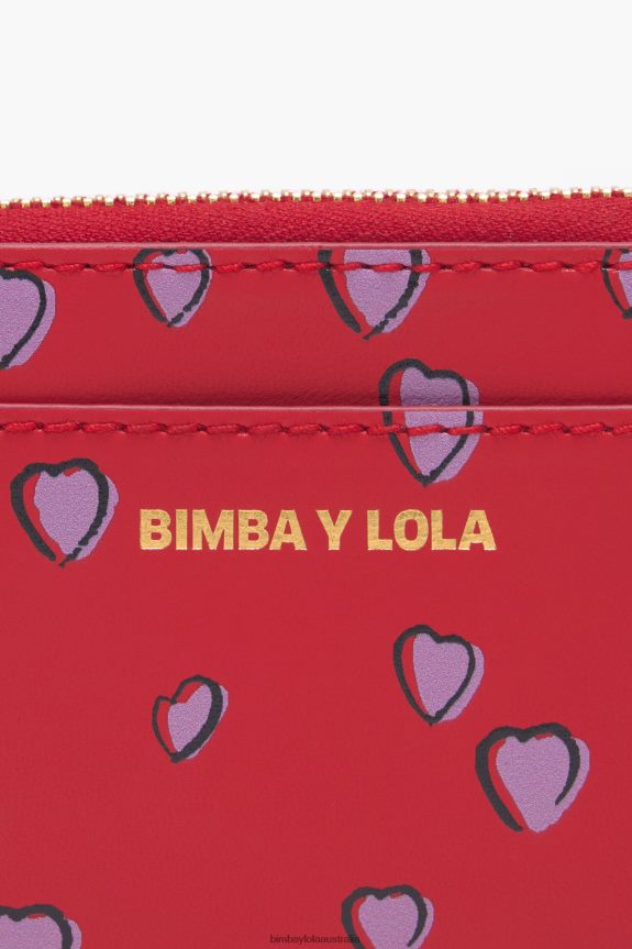 Accessories 4062VZ1012 Red Bimba Y Lola Leather Small Hearts Purse