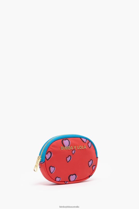 Accessories 4062VZ1026 Oval Red Bimba Y Lola Coin Purse With Hearts Print