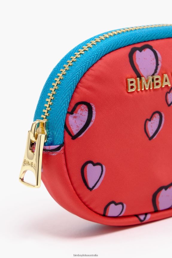 Accessories 4062VZ1026 Oval Red Bimba Y Lola Coin Purse With Hearts Print