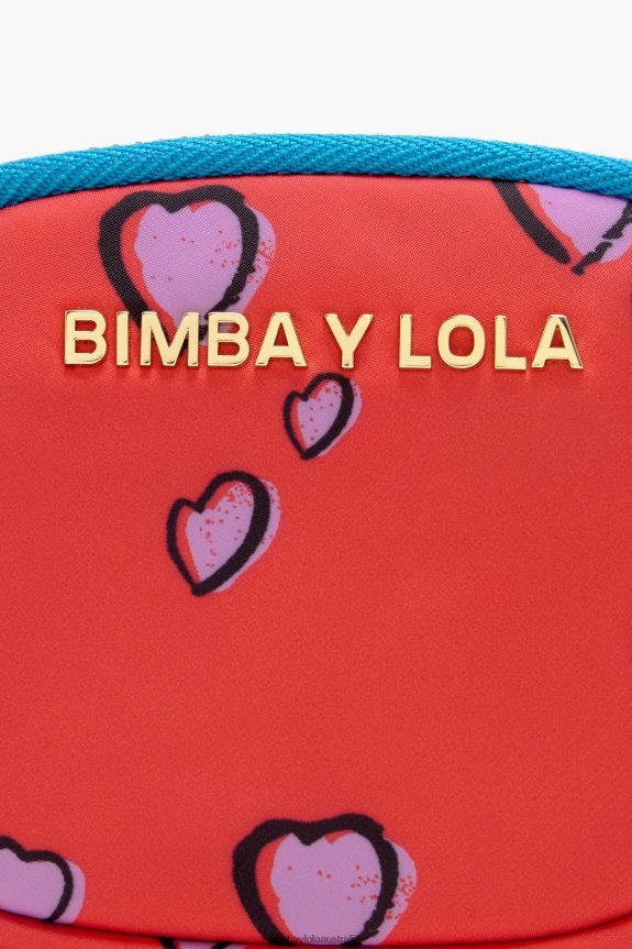 Accessories 4062VZ1026 Oval Red Bimba Y Lola Coin Purse With Hearts Print