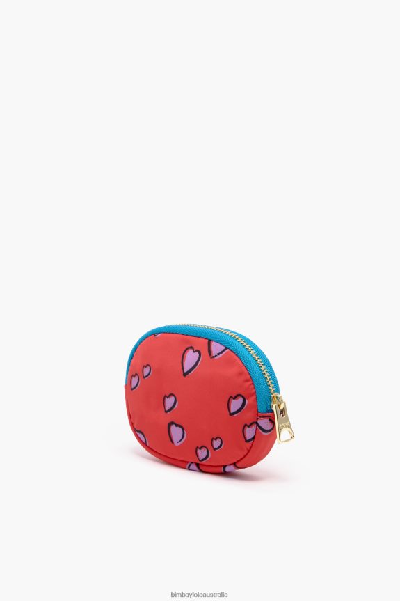 Accessories 4062VZ1026 Oval Red Bimba Y Lola Coin Purse With Hearts Print