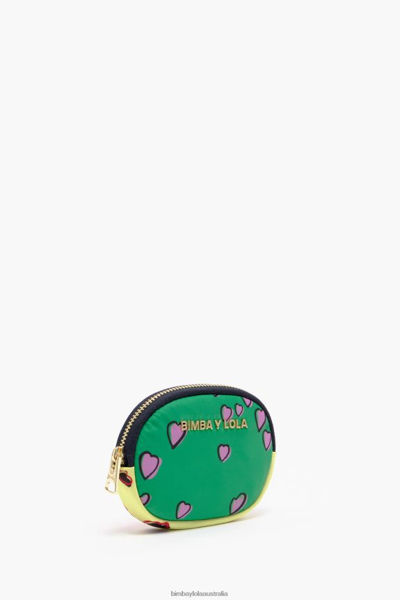 Accessories 4062VZ1027 Oval Green Bimba Y Lola Coin Purse With Hearts Print
