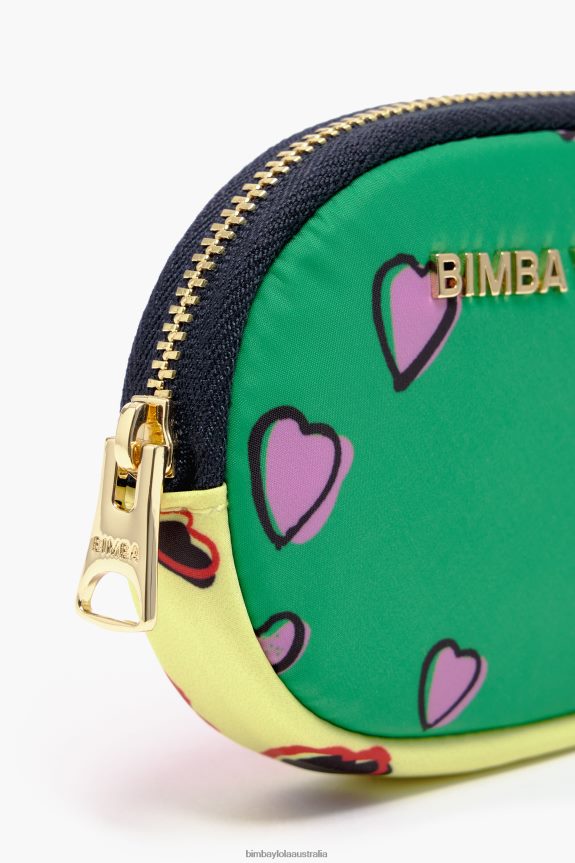 Accessories 4062VZ1027 Oval Green Bimba Y Lola Coin Purse With Hearts Print
