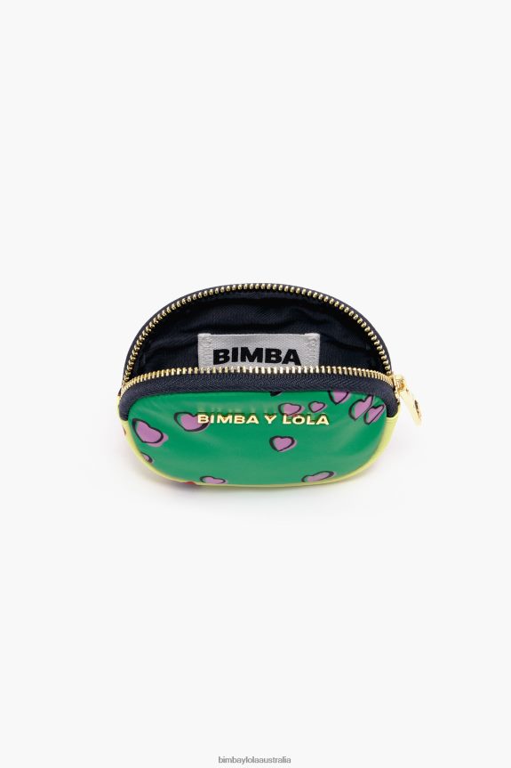 Accessories 4062VZ1027 Oval Green Bimba Y Lola Coin Purse With Hearts Print