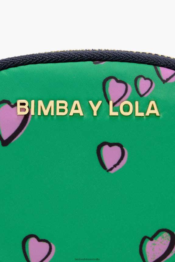 Accessories 4062VZ1027 Oval Green Bimba Y Lola Coin Purse With Hearts Print