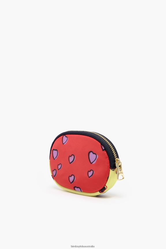 Accessories 4062VZ1027 Oval Green Bimba Y Lola Coin Purse With Hearts Print