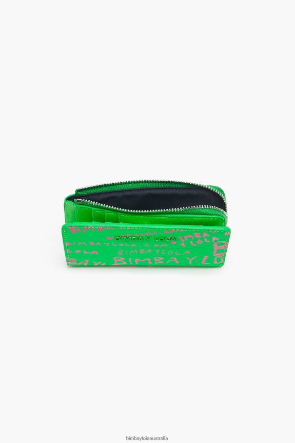Accessories 4062VZ1037 Green Bimba Y Lola Rectangular Crocodile Print Purse