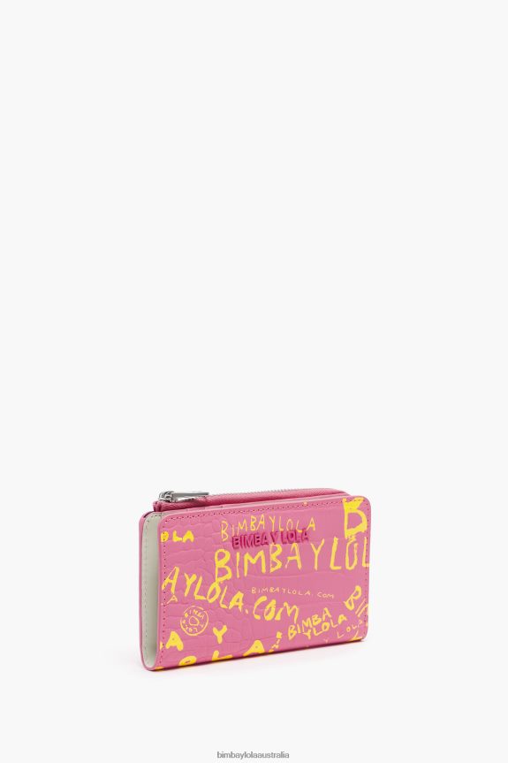 Accessories 4062VZ1038 Pink Bimba Y Lola Crocodile Print Purse