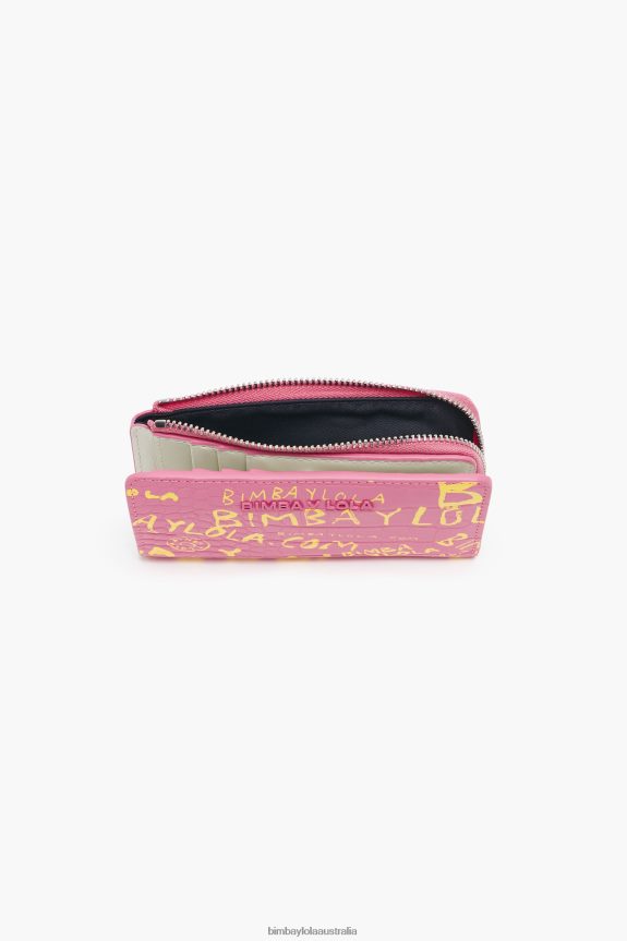 Accessories 4062VZ1038 Pink Bimba Y Lola Crocodile Print Purse