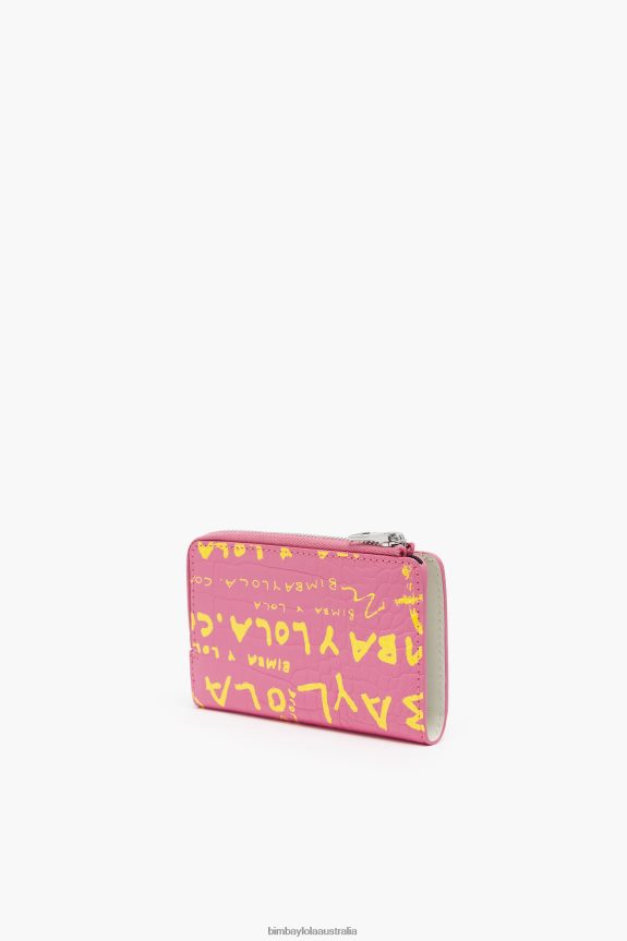 Accessories 4062VZ1038 Pink Bimba Y Lola Crocodile Print Purse