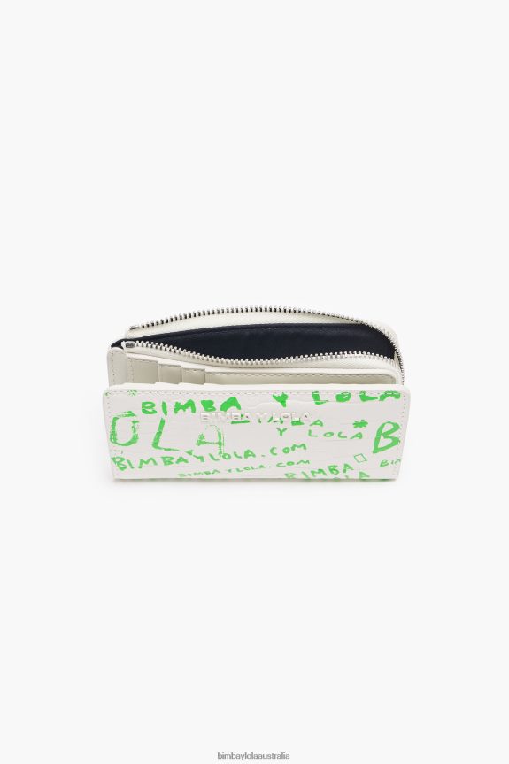 Accessories 4062VZ1039 White Bimba Y Lola Rectangular Crocodile Print Purse