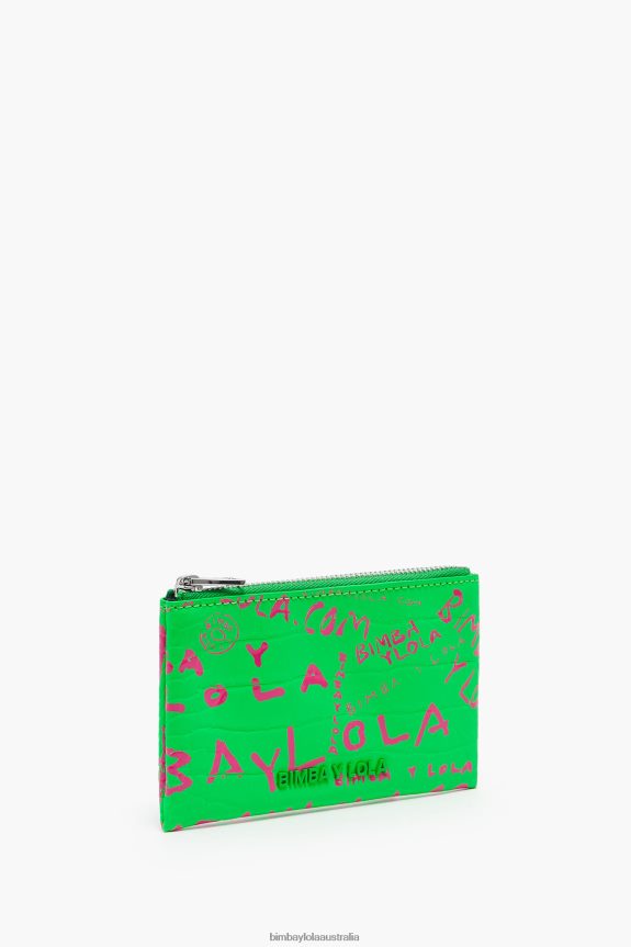 Accessories 4062VZ1040 Green Bimba Y Lola Rectangular Crocodile Print Coin Purse
