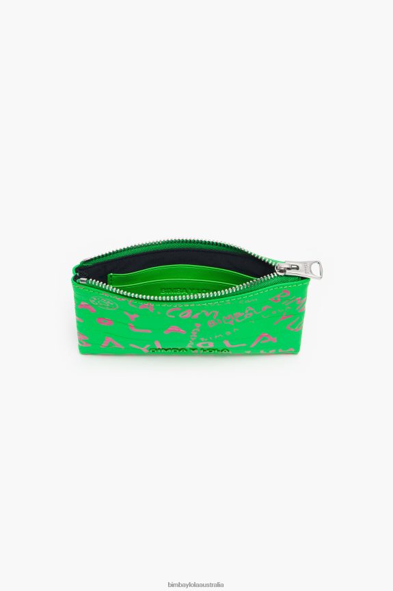 Accessories 4062VZ1040 Green Bimba Y Lola Rectangular Crocodile Print Coin Purse