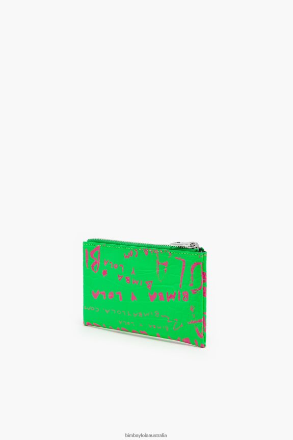 Accessories 4062VZ1040 Green Bimba Y Lola Rectangular Crocodile Print Coin Purse