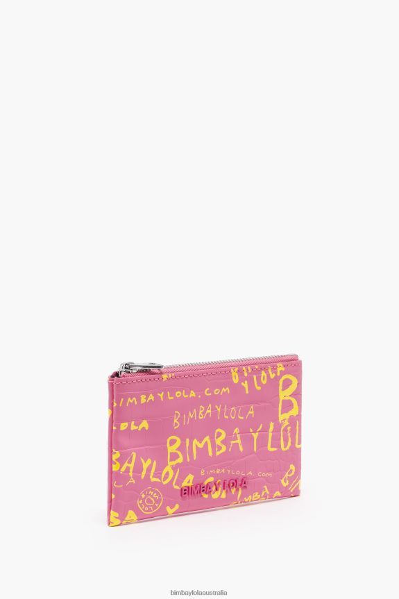 Accessories 4062VZ1041 Pink Bimba Y Lola Rectangular Crocodile Print Coin Purse
