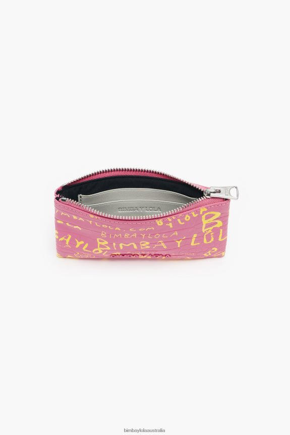 Accessories 4062VZ1041 Pink Bimba Y Lola Rectangular Crocodile Print Coin Purse