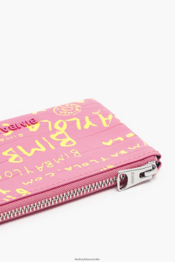 Accessories 4062VZ1041 Pink Bimba Y Lola Rectangular Crocodile Print Coin Purse