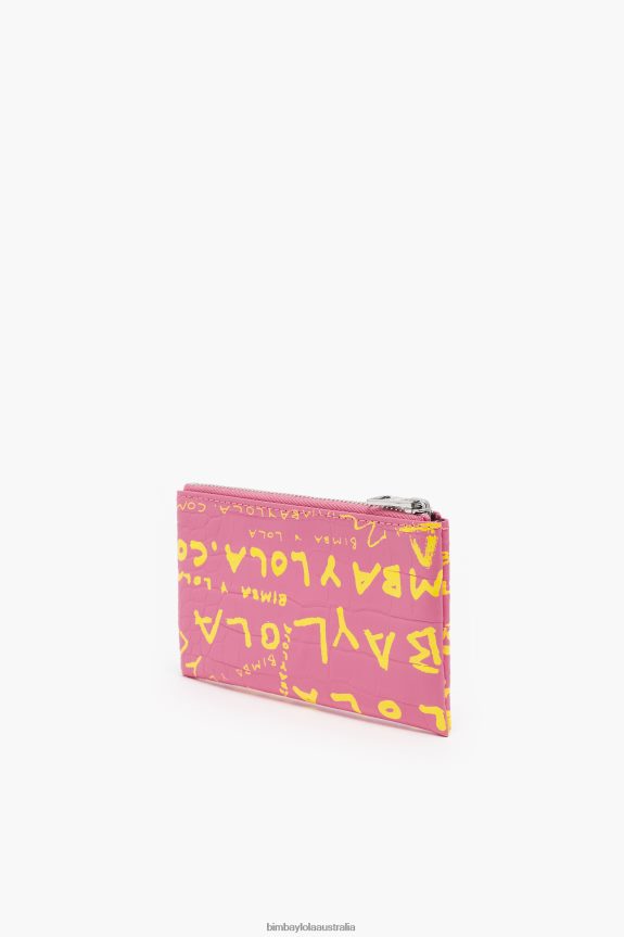 Accessories 4062VZ1041 Pink Bimba Y Lola Rectangular Crocodile Print Coin Purse