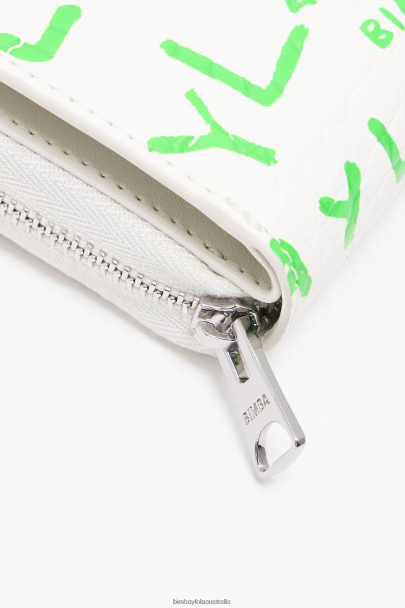 Accessories 4062VZ1043 White Bimba Y Lola Crocodile Print Flap Purse