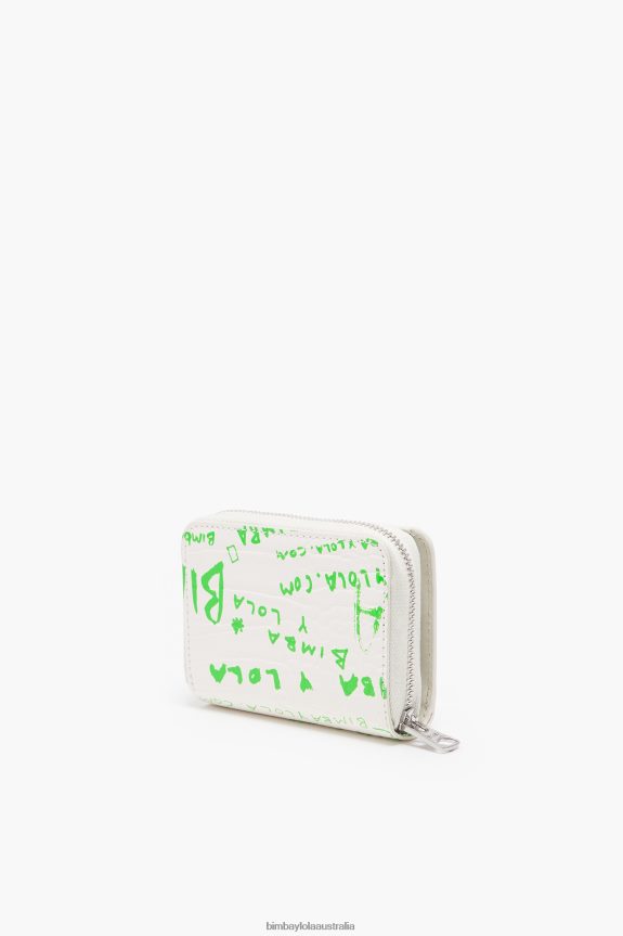 Accessories 4062VZ1043 White Bimba Y Lola Crocodile Print Flap Purse