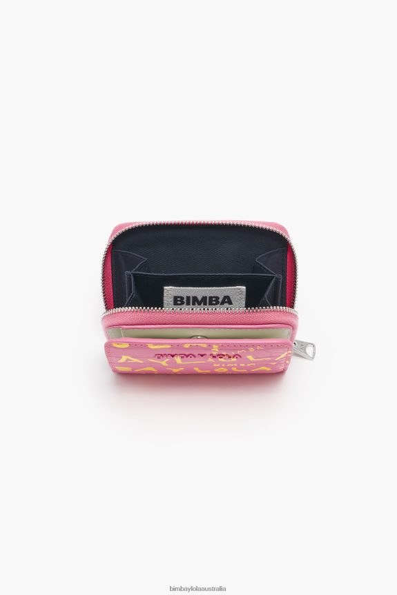 Accessories 4062VZ1044 Pink Bimba Y Lola Crocodile Print Flap Purse