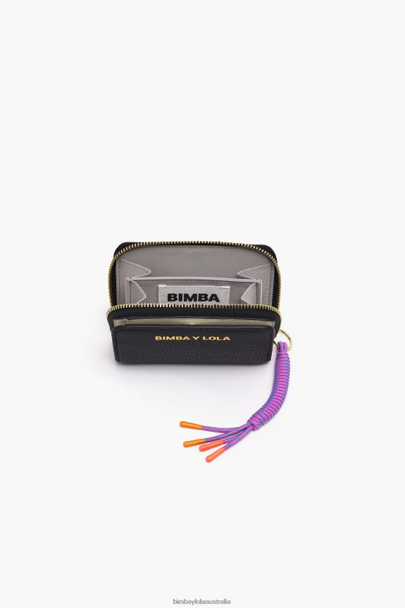 Accessories 4062VZ985 Black Bimba Y Lola Leather Flap Purse