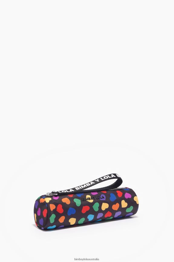 Accessories 4062VZ1119 Black Bimba Y Lola Hearts Print Nylon Cylindrical Case