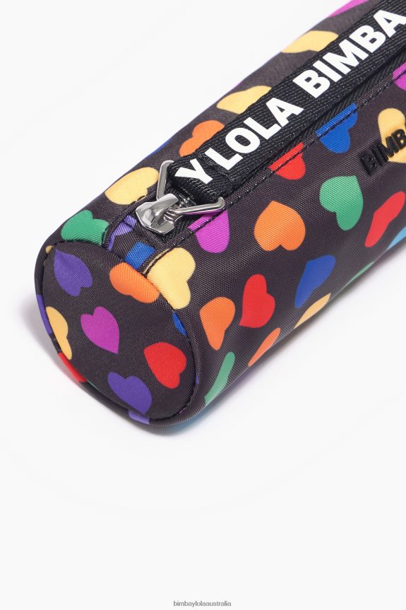 Accessories 4062VZ1119 Black Bimba Y Lola Hearts Print Nylon Cylindrical Case